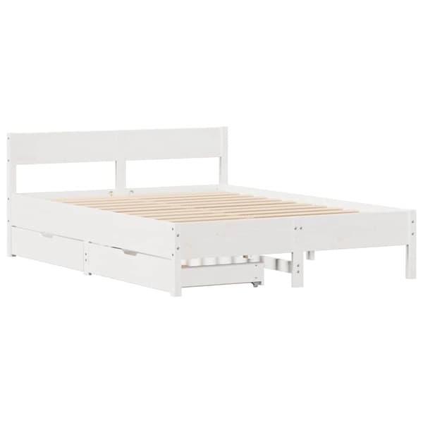 sengeramme uden madras 135x190 cm massivt fyrretræ hvid