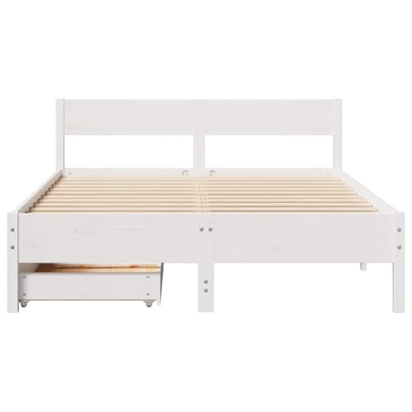 sengeramme uden madras 135x190 cm massivt fyrretræ hvid