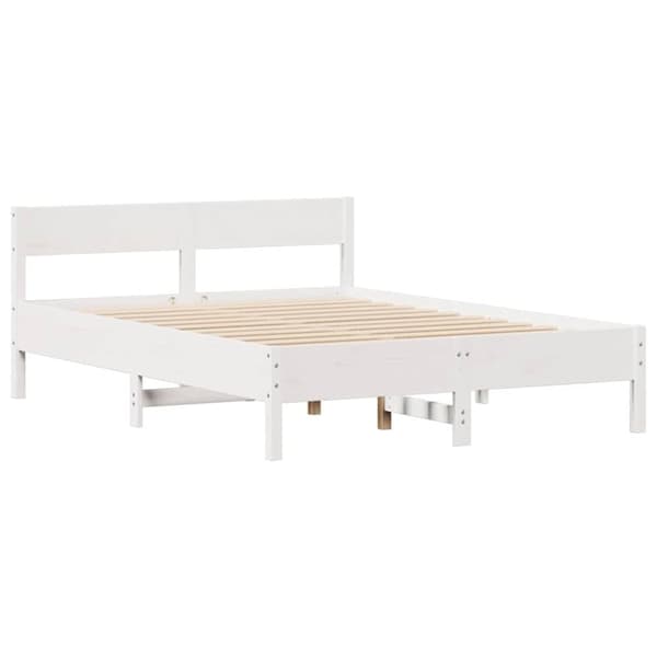 sengeramme uden madras 135x190 cm massivt fyrretræ hvid