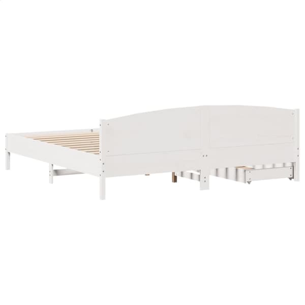 Sängynrunko ilman patjaa valkoinen 200x200 cm täysi mänty