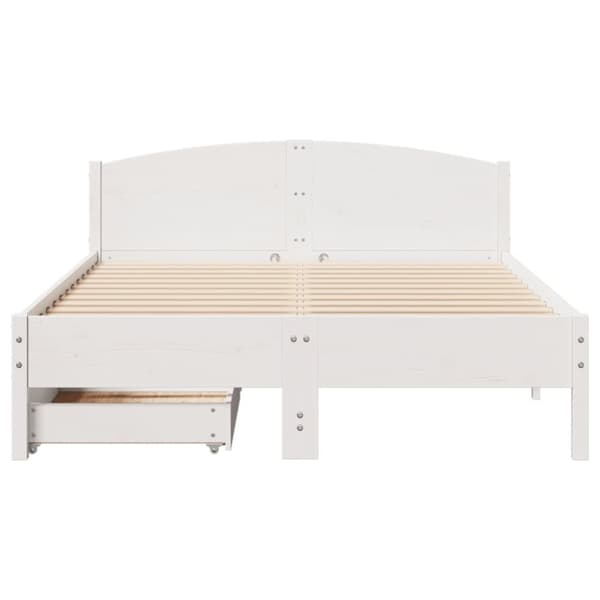 sengeramme uden madras 140x200 cm massivt fyrretræ hvid