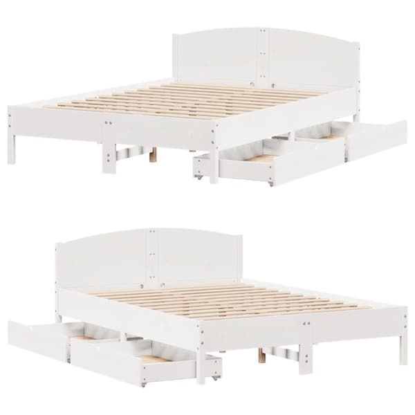 sengeramme uden madras 140x200 cm massivt fyrretræ hvid