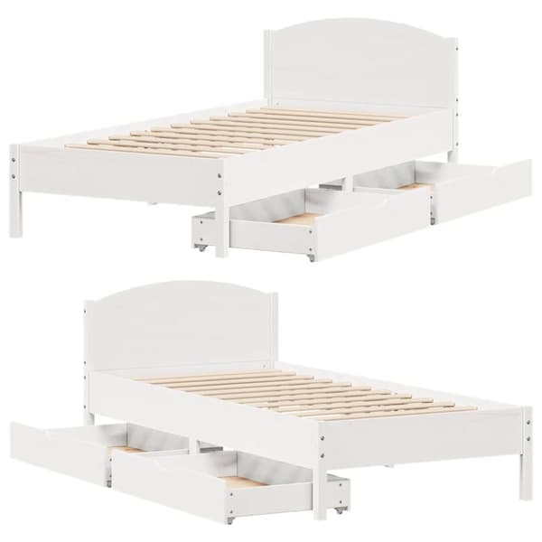 sengeramme uden madras 90x190 cm massivt fyrretræ hvid