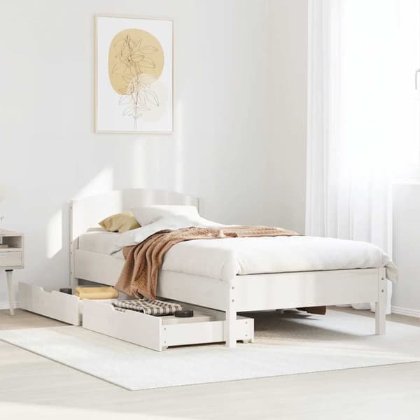 sengeramme uden madras 90x190 cm massivt fyrretræ hvid