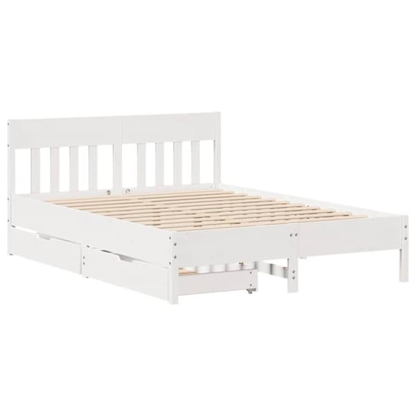 sengeramme uden madras 160x200 cm massivt fyrretræ hvid