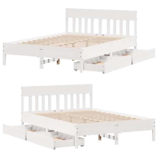 sengeramme uden madras 160x200 cm massivt fyrretræ hvid
