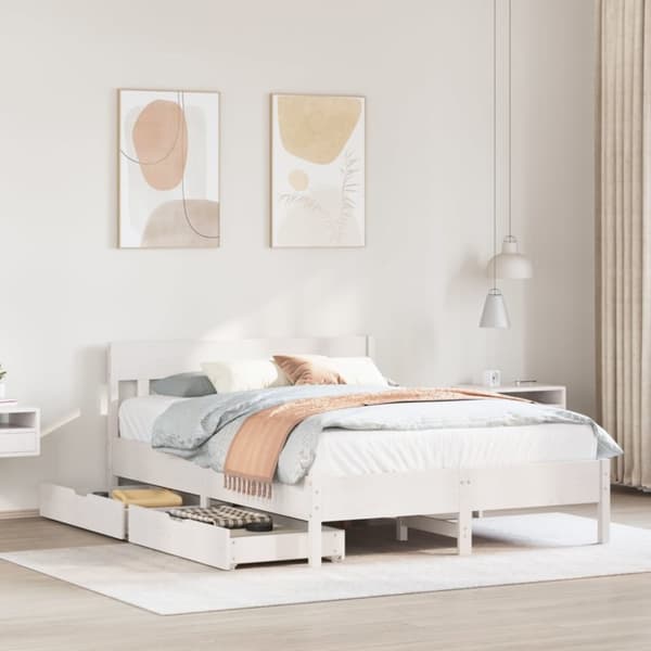 sengeramme uden madras 160x200 cm massivt fyrretræ hvid