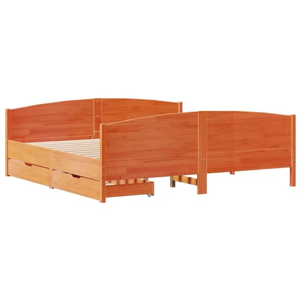 sengeramme uden madras 200x200 cm massivt fyrretræ gyldenbrun