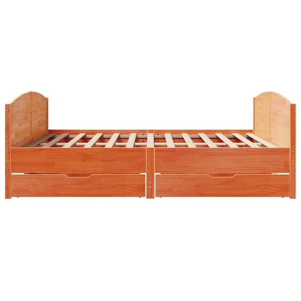 sengeramme uden madras 200x200 cm massivt fyrretræ gyldenbrun