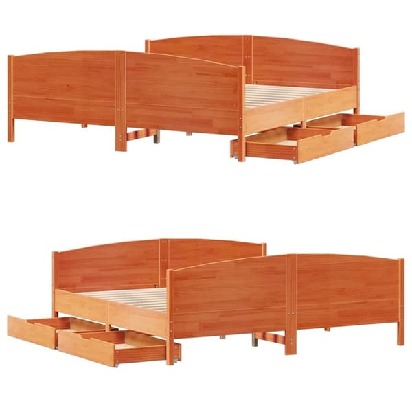 sengeramme uden madras 200x200 cm massivt fyrretræ gyldenbrun