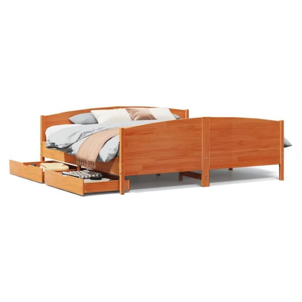 sengeramme uden madras 200x200 cm massivt fyrretræ gyldenbrun