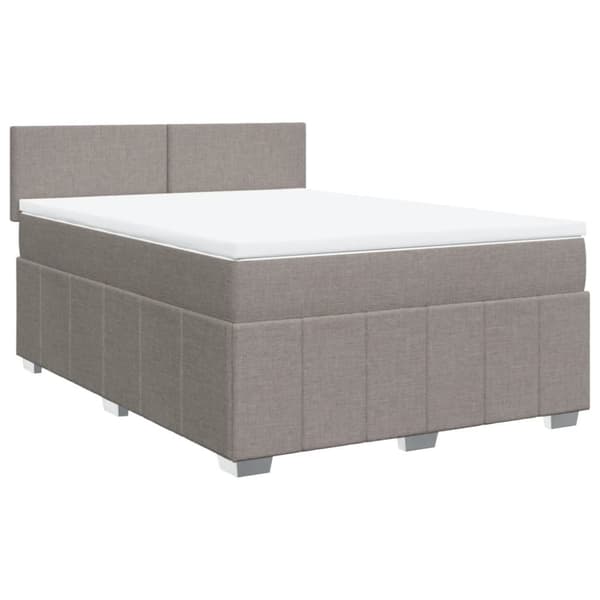 Ramsäng med madrass taupe 140x190 cm tyg
