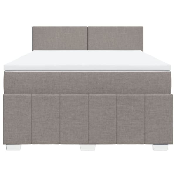 Ramsäng med madrass taupe 140x190 cm tyg