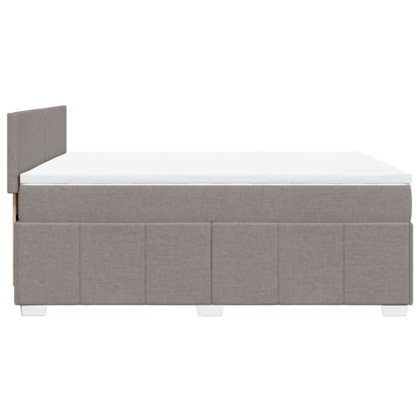 Ramsäng med madrass taupe 140x190 cm tyg