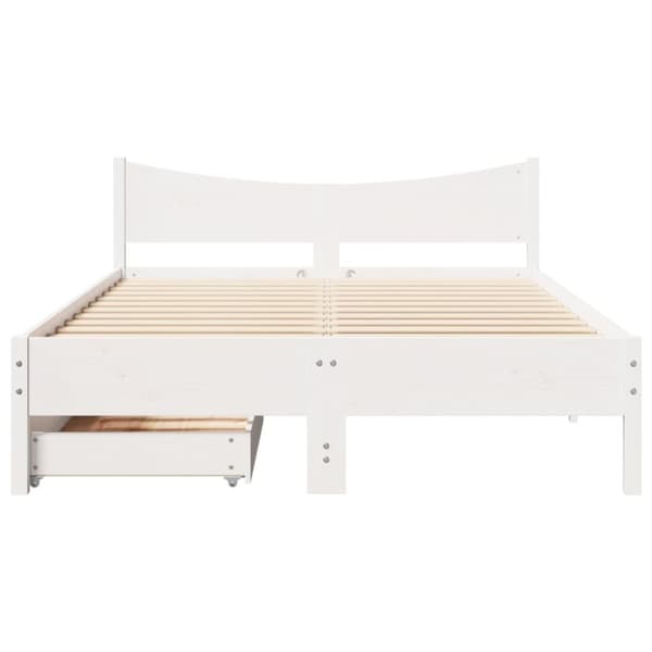 sengeramme med skuffer 140x190 cm massivt fyrretræ hvid