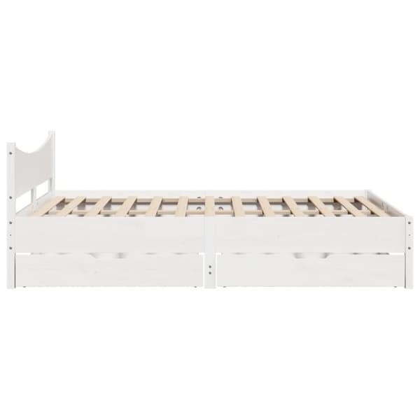 sengeramme med skuffer 140x190 cm massivt fyrretræ hvid