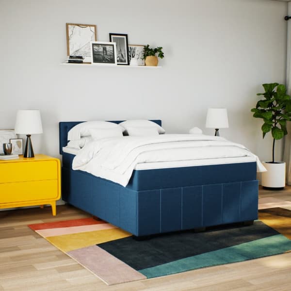 kontinentalseng med madras 140x200 cm stof blå