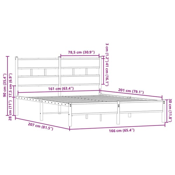 sengeramme m. sengegavl 160x200 cm uden madras sonoma-eg