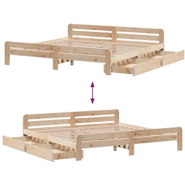 sengeramme uden madras 200x200 cm massivt fyrretræ