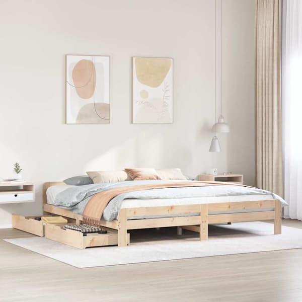 sengeramme uden madras 200x200 cm massivt fyrretræ