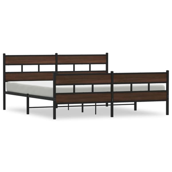 sengeramme uden madras 200x200 cm metal brun egetræsfarve