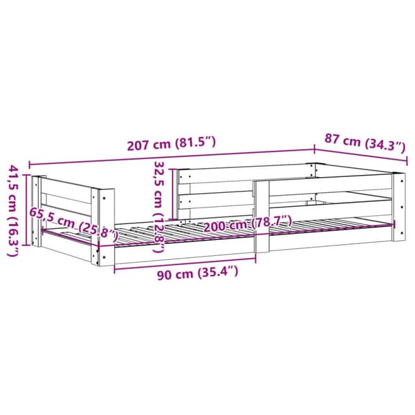 sengeramme uden madras 80x200 cm massivt fyrretræ gyldenbrun