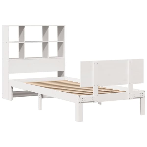 Sänky kirjahyllyllä ei patjaa valkoinen 90x200 cm täysi mänty
