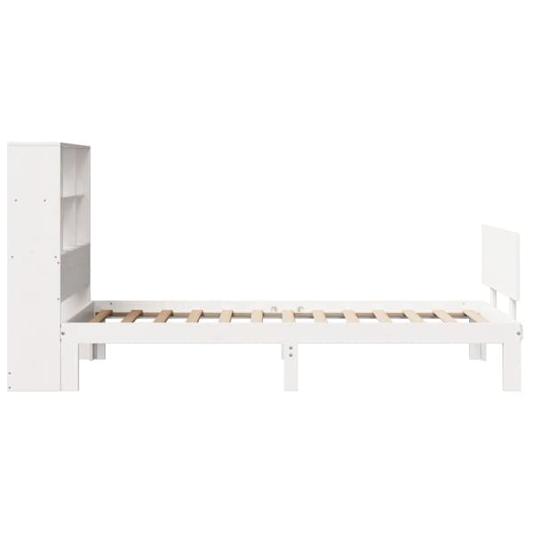 Sänky kirjahyllyllä ei patjaa valkoinen 90x200 cm täysi mänty