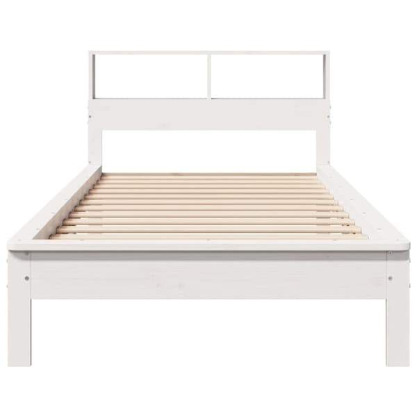 seng med reol uden madras 100x200 cm massivt fyrretræ hvid