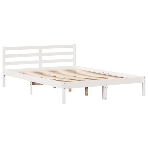 seng med reol uden madras 140x190 cm massivt fyrretræ hvid