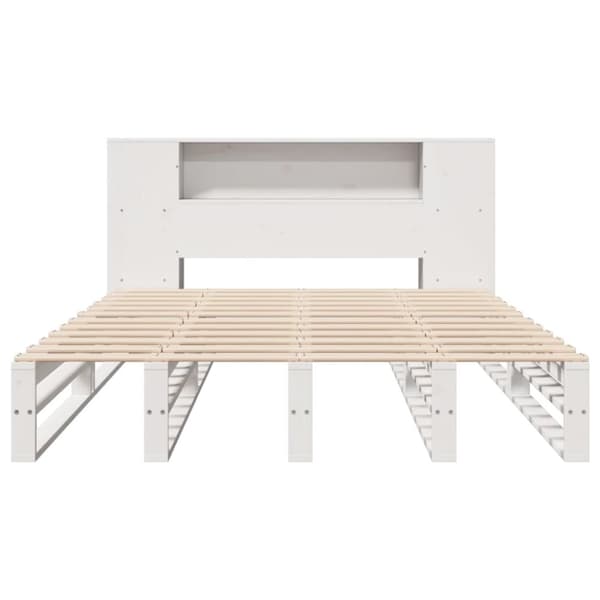 seng med reol uden madras 120x190 cm massivt træ hvid