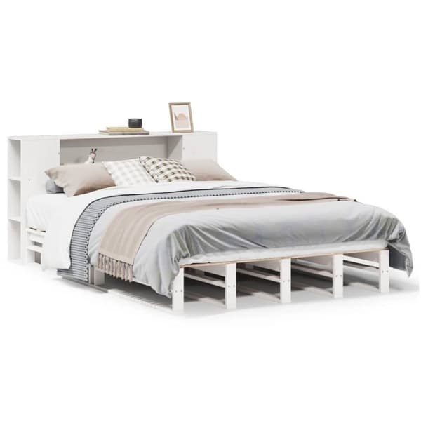 seng med reol uden madras 120x190 cm massivt træ hvid