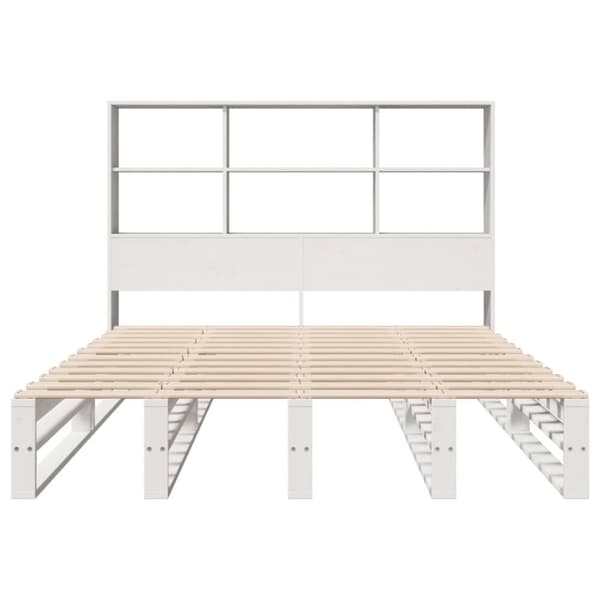 seng med reol uden madras 120x190 cm massivt træ hvid
