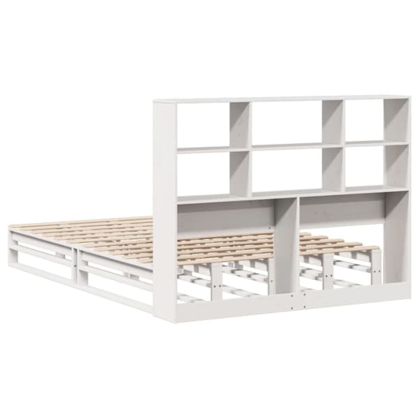 seng med reol uden madras 120x190 cm massivt træ hvid