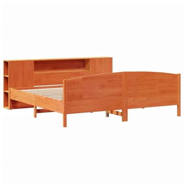 seng med reol uden madras 180x200cm massivt fyrretræ gyldenbrun