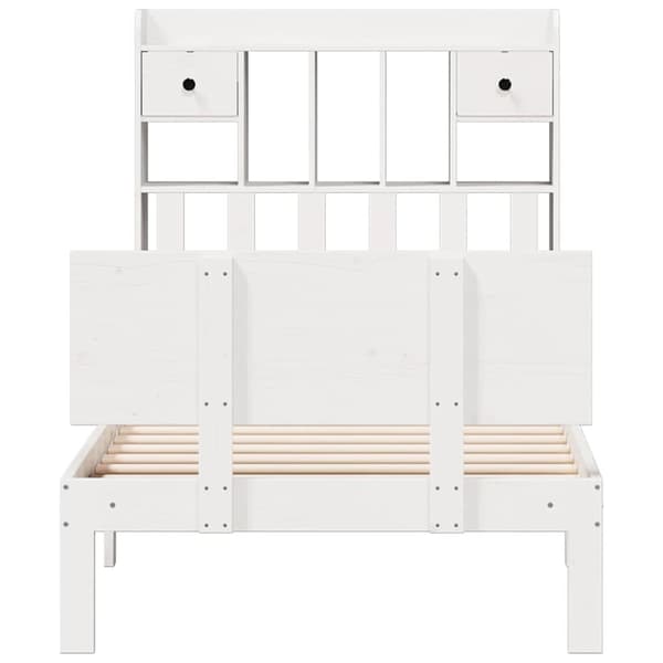 seng med reol uden madras 75x190 cm massivt fyrretræ hvid