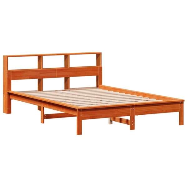 Sängram utan madrass vaxbrun 150x200 cm massiv furu