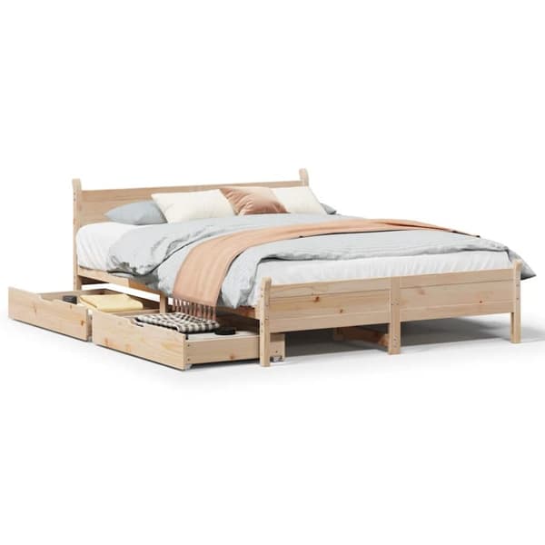sengeramme uden madras 120x190 cm massivt fyrretræ