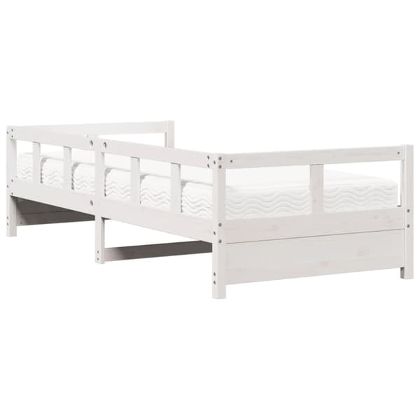 Dagbädd med madrass vit 90x190 cm massiv furu