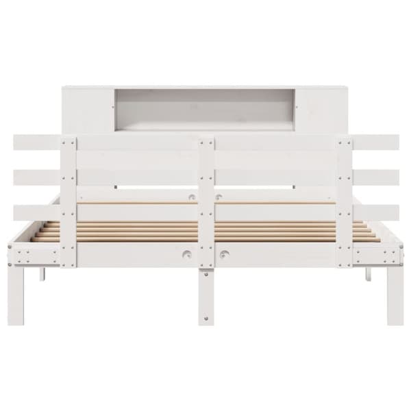 seng med reol uden madras 140x190 cm massivt fyrretræ hvid