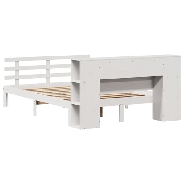 seng med reol uden madras 140x190 cm massivt fyrretræ hvid