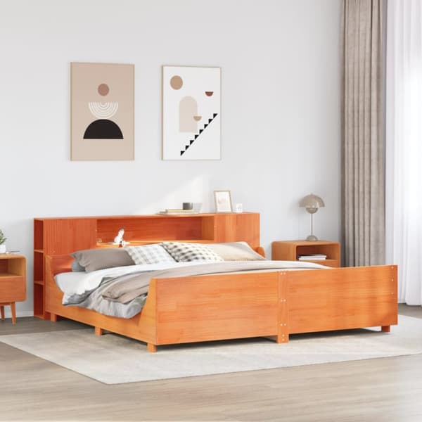 sengeramme uden madras 200x200 cm massivt fyrretræ gyldenbrun