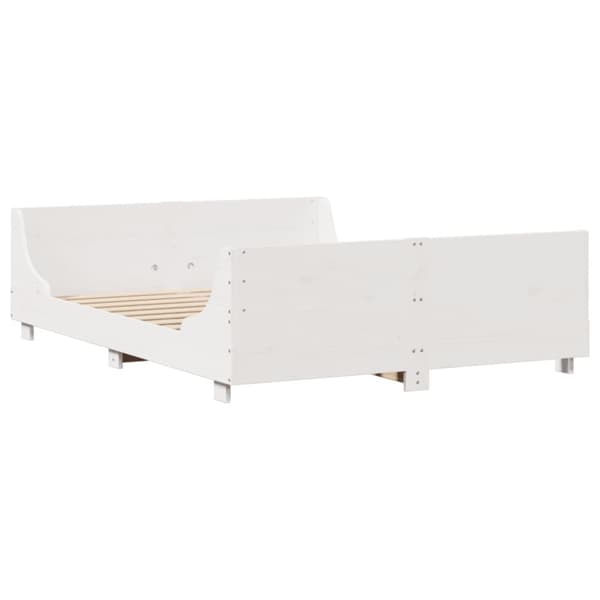 sengeramme uden madras 140x190 cm massivt fyrretræ hvid