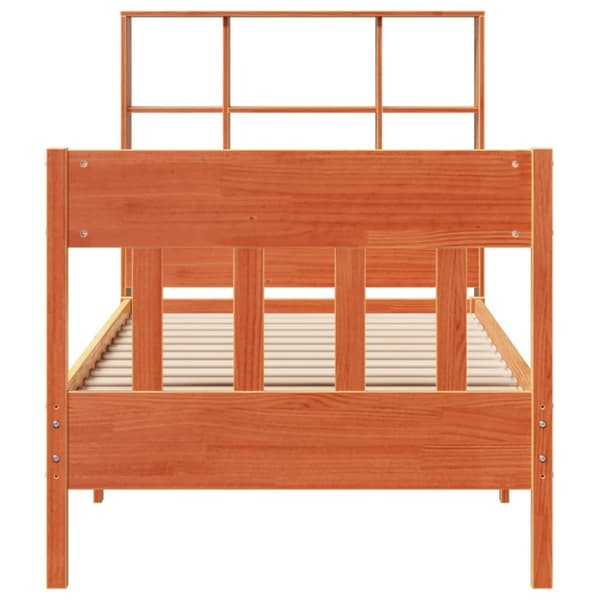 sengeramme uden madras 90x190 cm massivt fyrretræ gyldenbrun