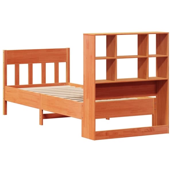 sengeramme uden madras 90x190 cm massivt fyrretræ gyldenbrun