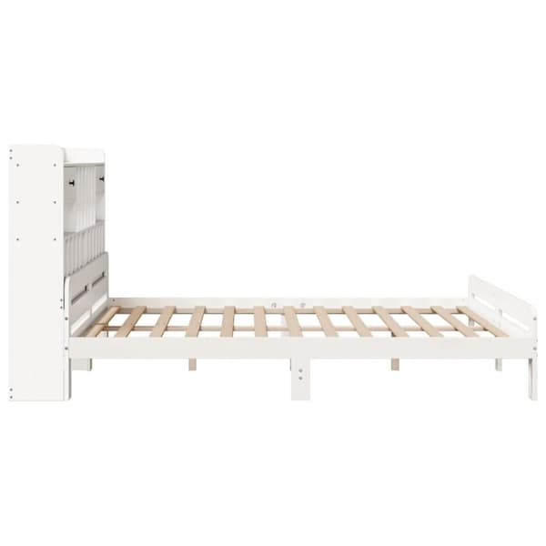 seng med reol uden madras 180x200 cm massivt fyrretræ hvid