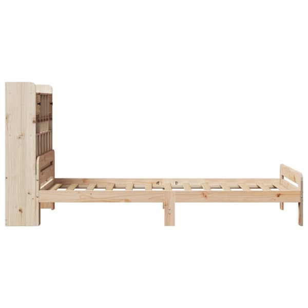 Säng med bokhylla utan madrass 75x190cm massiv furu
