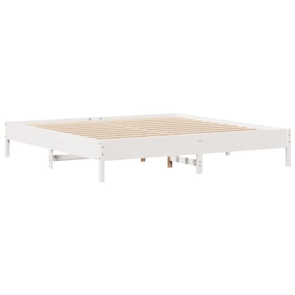 Sänky kirjahyllyllä ei patjaa valkoinen 200x200 cm täysi mänty