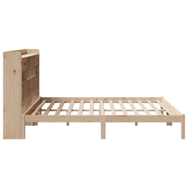 Sänky kirjahyllyllä ilman patjaa 200x200 cm täysi mänty