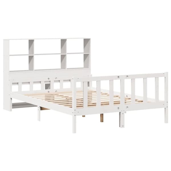 seng med reol uden madras 160x200 cm massivt fyrretræ hvid